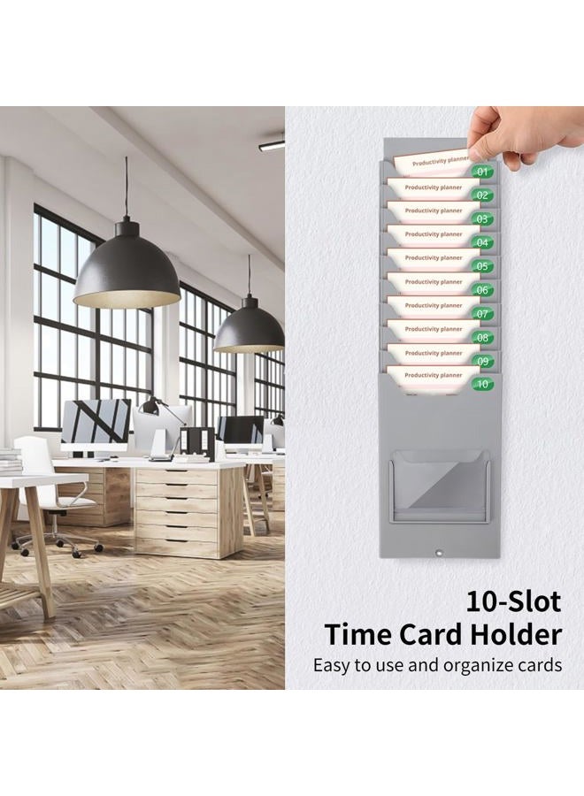 BATTIPAW Time Card Holder, 10-Slot Attendance Card Rack, Easy to Hang, Retractable Time Card Wall Holder Rack with Number Labels 01-10 - Image 2