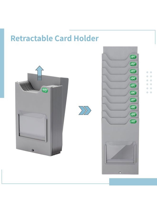 BATTIPAW Time Card Holder, 10-Slot Attendance Card Rack, Easy to Hang, Retractable Time Card Wall Holder Rack with Number Labels 01-10 - Image 4