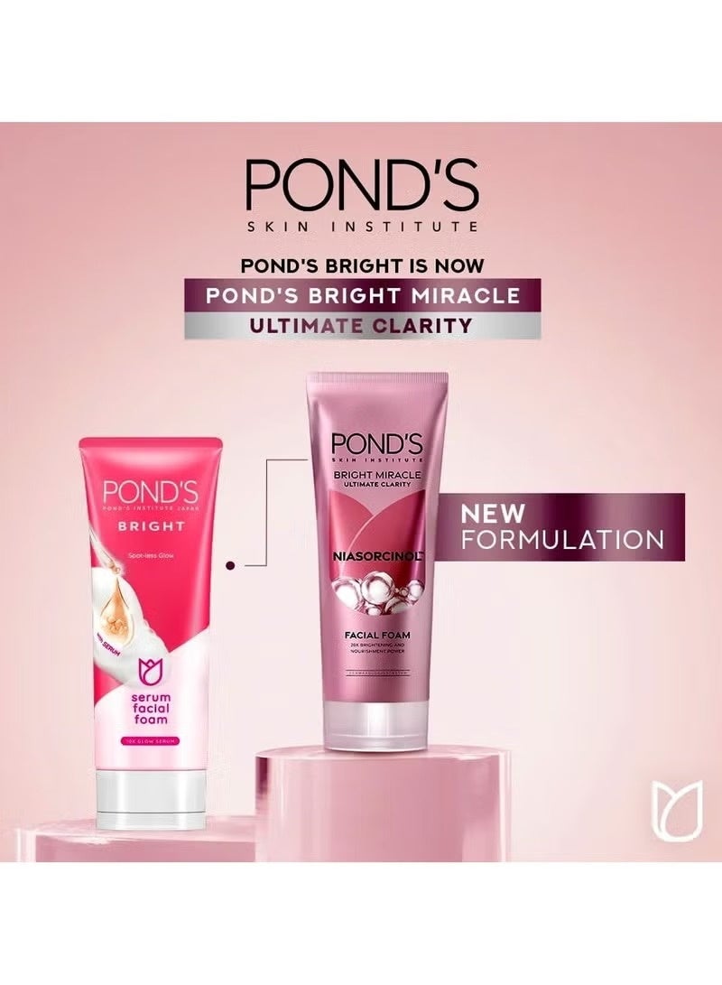 Pond's POND’S Bright Miracle Ultimate Clarity Niasorcinol Facial Foam 100g Pack of 3 | Latest & Upgraded Formula | 20x Brightening & Nourishment Power | Gently Deep Cleanse & Smooth Skin - Image 2
