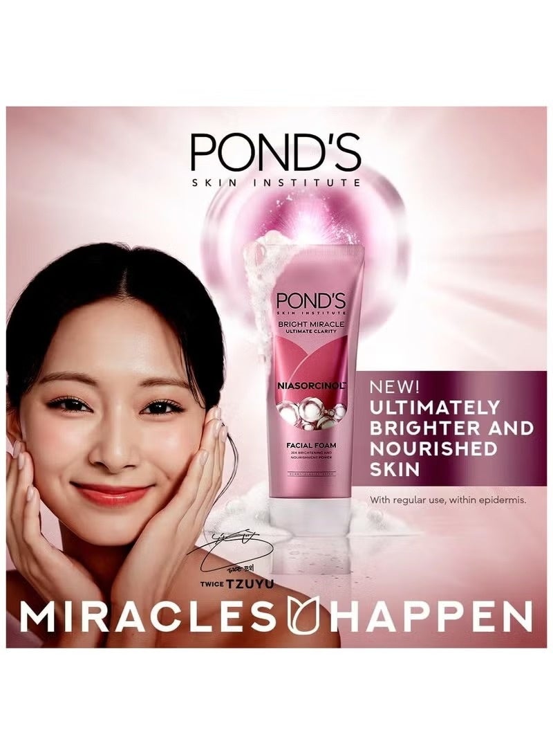 Pond's POND’S Bright Miracle Ultimate Clarity Niasorcinol Facial Foam 100g Pack of 3 | Latest & Upgraded Formula | 20x Brightening & Nourishment Power | Gently Deep Cleanse & Smooth Skin - Image 3