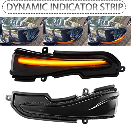 csslyzl Car Sequential Turn Signal Light Dynamic LED Side Mirror Marker Lamp Indicator Strip Assembly Pair Replacement For Infiniti Q30 Q50 Q50S Q60 Q70, Set of 2, Smoked Lens - Image 4
