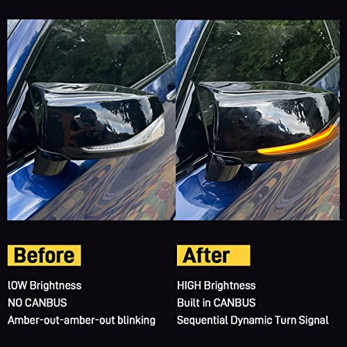 csslyzl Car Sequential Turn Signal Light Dynamic LED Side Mirror Marker Lamp Indicator Strip Assembly Pair Replacement For Infiniti Q30 Q50 Q50S Q60 Q70, Set of 2, Smoked Lens - Image 5