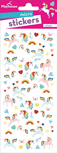 Playhouse Micro Mini Glitter Accent Sticker Sheet for Crafts Trading Collecting Rainbow Unicorns 1 Pack - Image 5
