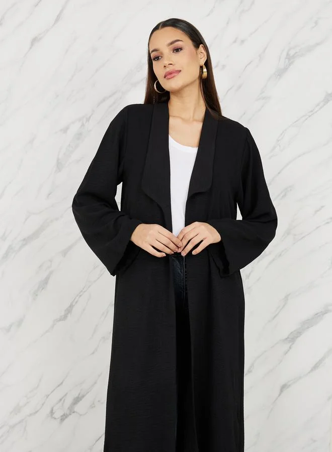 ستايلي Textured Collared Open Front Casual Abaya