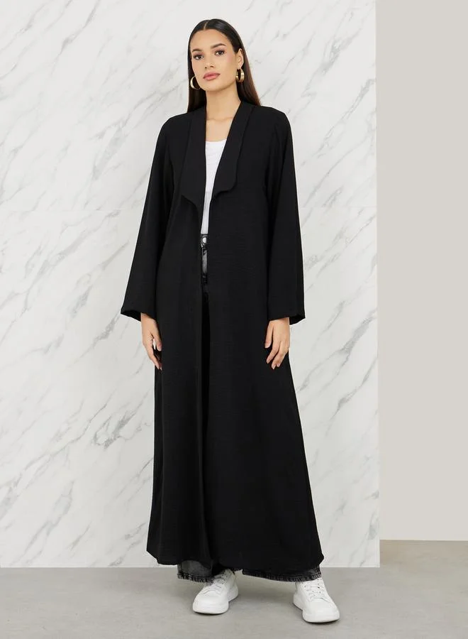 ستايلي Textured Collared Open Front Casual Abaya