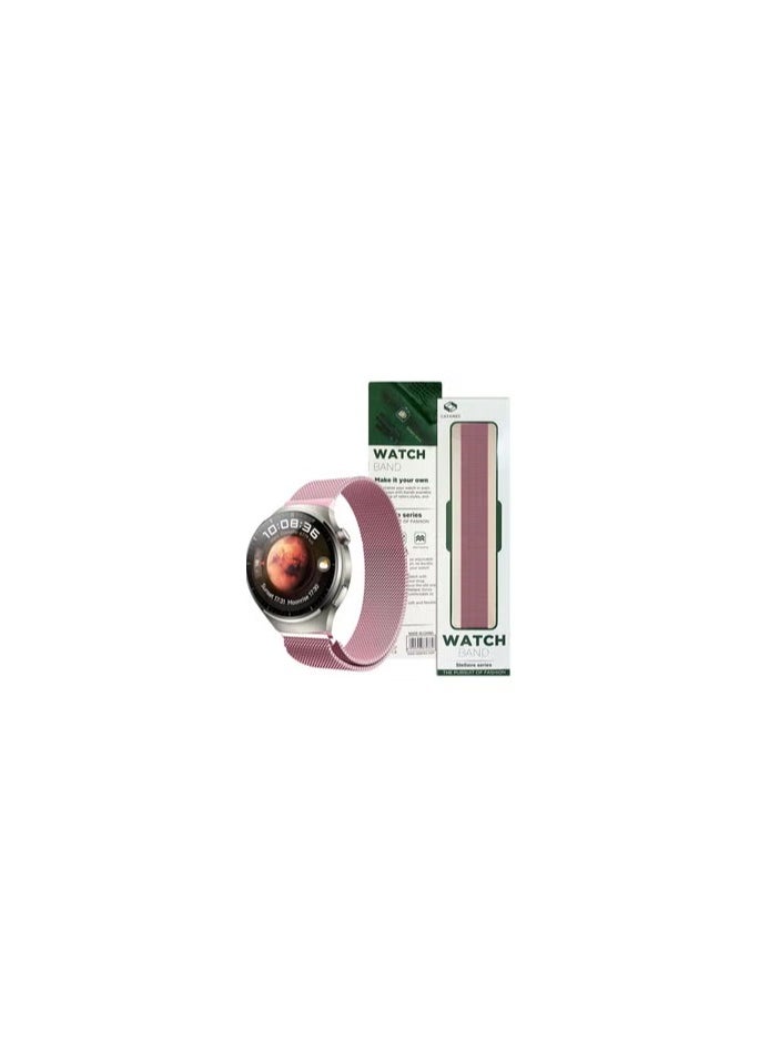 CATANES - 22mm Metal Milanese Watchband Compatible With Huawei 4,4 Pro Pink - Image 1