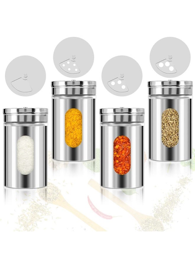 2pcs Salt and Pepper Shakers,Stainless Steel Shaker for Salt Powder Sugar Cinnamon Pepper, Spice Dispenser with Adjustable Pour Holes - Image 3