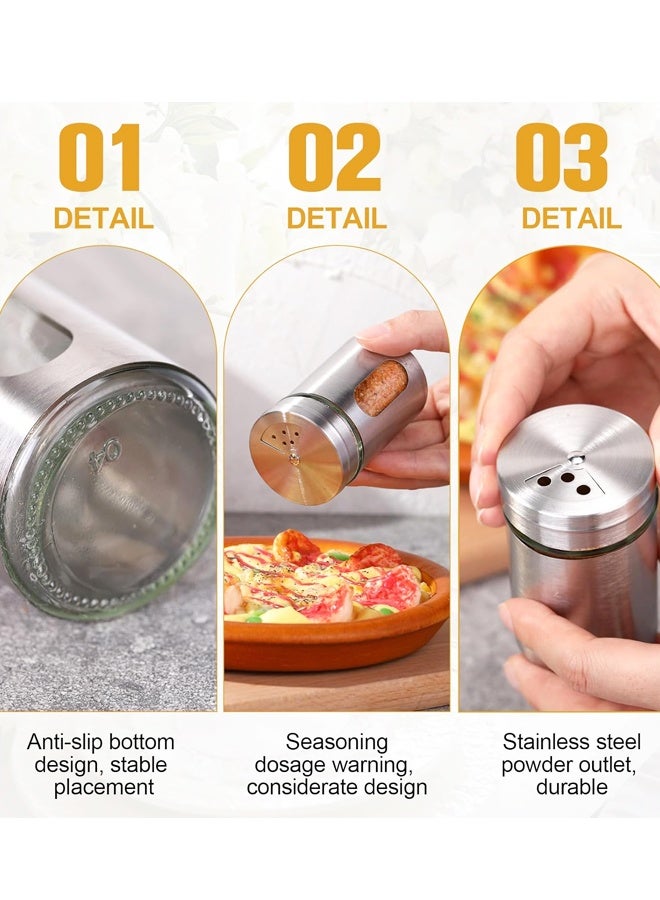 2pcs Salt and Pepper Shakers,Stainless Steel Shaker for Salt Powder Sugar Cinnamon Pepper, Spice Dispenser with Adjustable Pour Holes - Image 4