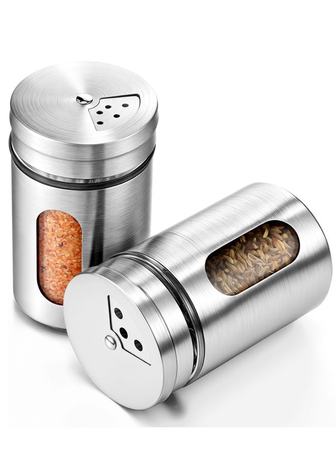 2pcs Salt and Pepper Shakers,Stainless Steel Shaker for Salt Powder Sugar Cinnamon Pepper, Spice Dispenser with Adjustable Pour Holes - Image 1
