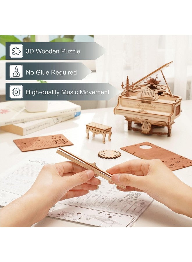 ROBOTIME AMK81 Magic Piano 3D Puzzles for Adults-Mechanical 3D Puzzles Musical Instrument-Wooden Music Box Puzzle Kit to Build-Aesthetic Desk Decor Unique Gift for Men/Women - Image 5