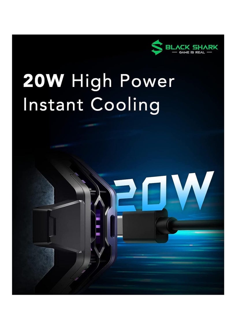 بلاك شارك مبرد الهاتف المحمول Fun Cooler 3 Pro بقوة 20 وات مع مبرد سريع التبريد للهواتف المحمولة مزود بمصابيح RGB و7 مراوح شفرة لنظام iOS وAndroid باللون الأسود - Image 2