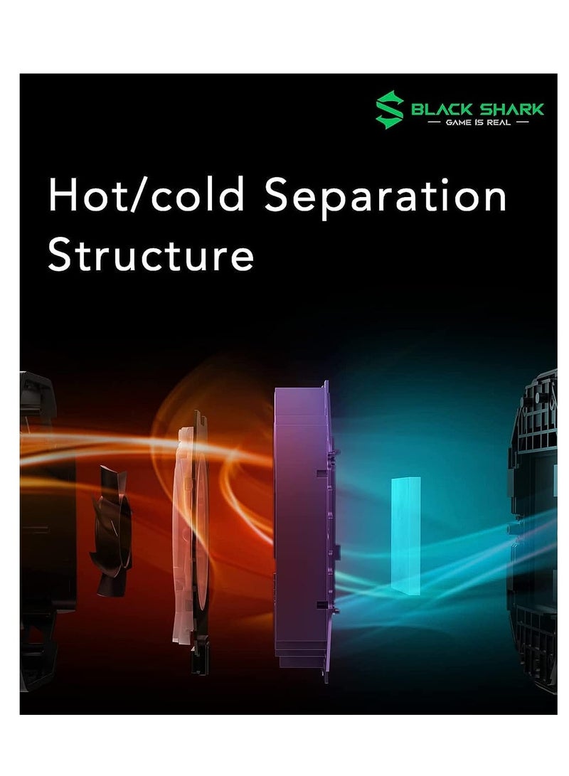 بلاك شارك مبرد الهاتف المحمول Fun Cooler 3 Pro بقوة 20 وات مع مبرد سريع التبريد للهواتف المحمولة مزود بمصابيح RGB و7 مراوح شفرة لنظام iOS وAndroid باللون الأسود - Image 4