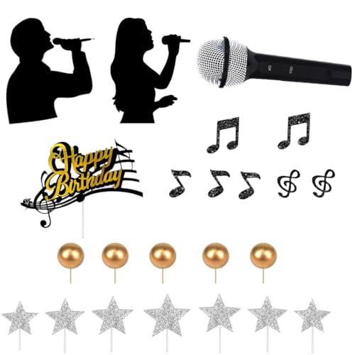 DiDida Microphone Music Cake Topper Karaoke Singer Birthday Cake Decor - Image 2