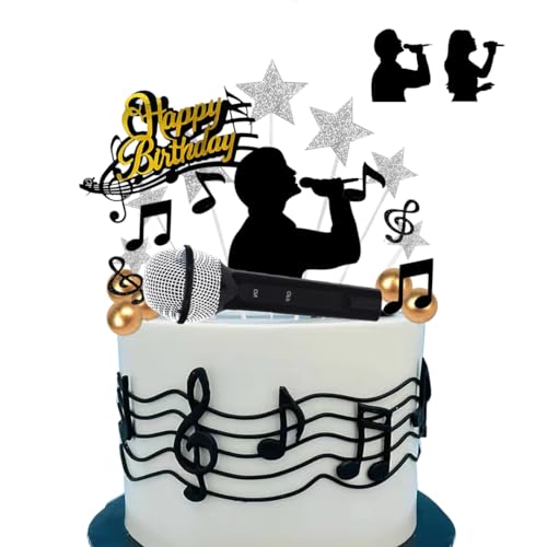 DiDida Microphone Music Cake Topper Karaoke Singer Birthday Cake Decor - Image 3