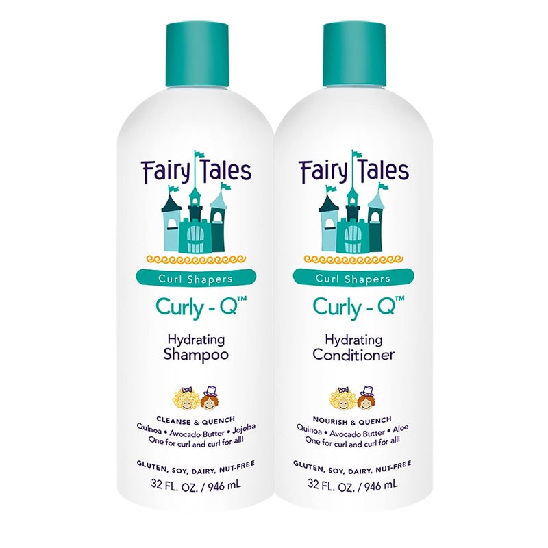 Fairy Tales CurlyQ Daily Hydrating Shampoo and Conditioner for Kids  32oz Curly Hair Set  Paraben Sulfate Gluten and Nut Free