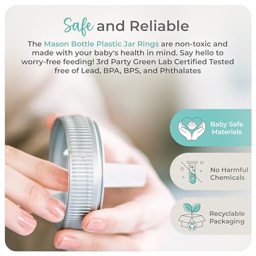 Mason Bottle Plastic Jar Rings (3-Pack) – Fits Regular-Mouth Mason Jars – Reusable, BPA-Free, Non-Toxic, Rust-Proof, Made in USA (Lid and Bottle Not Included) - Image 4
