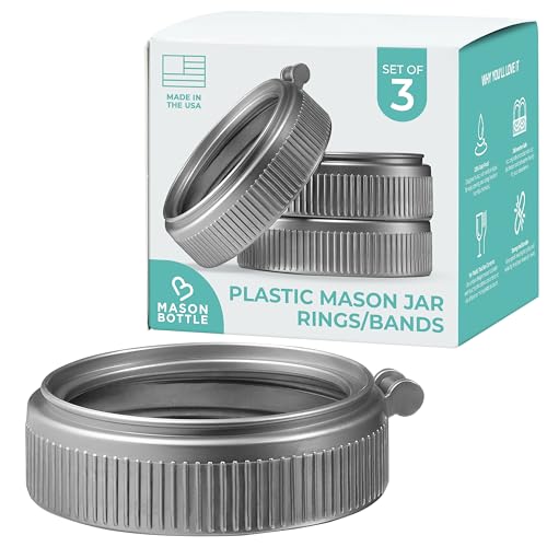Mason Bottle Plastic Jar Rings (3-Pack) – Fits Regular-Mouth Mason Jars – Reusable, BPA-Free, Non-Toxic, Rust-Proof, Made in USA (Lid and Bottle Not Included) - Image 1