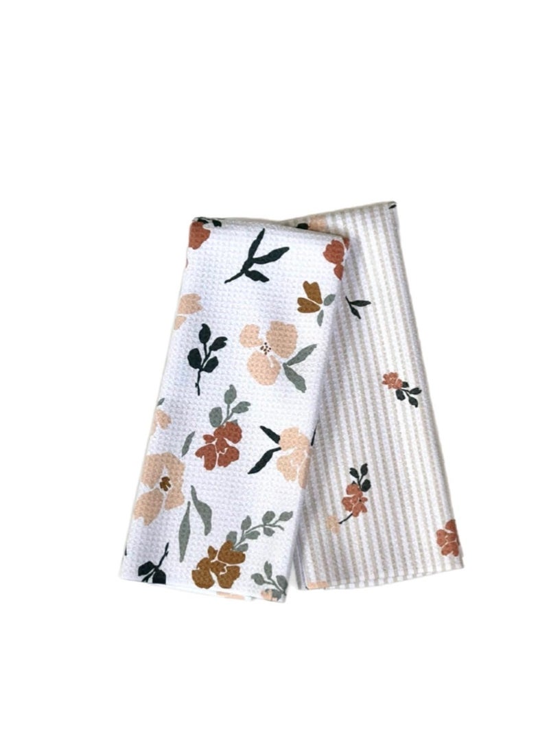 Trig Kitchen Towel. Tea Towel. Dish Cloth. Double Sided Design. Quick Dry Waffle Weave Microfiber. Highly Absorbent. Designer Prints. Modern. 2 Pack. Grace. - Image 1