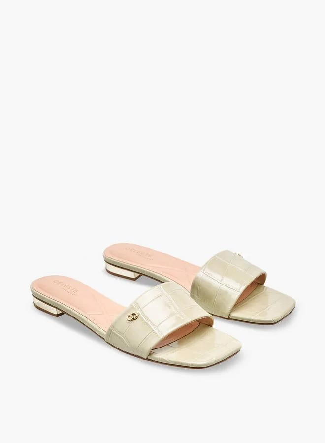 Celeste GREEN Women Textured Flat Sandals for Women | Best Price UAE