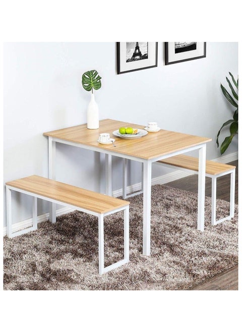 طاولة طعام عصرية بتصميم مدمج وعملي للمساحات الصغيرة 120 * 70 سم - ابيض * بيج من Masa Furniture
