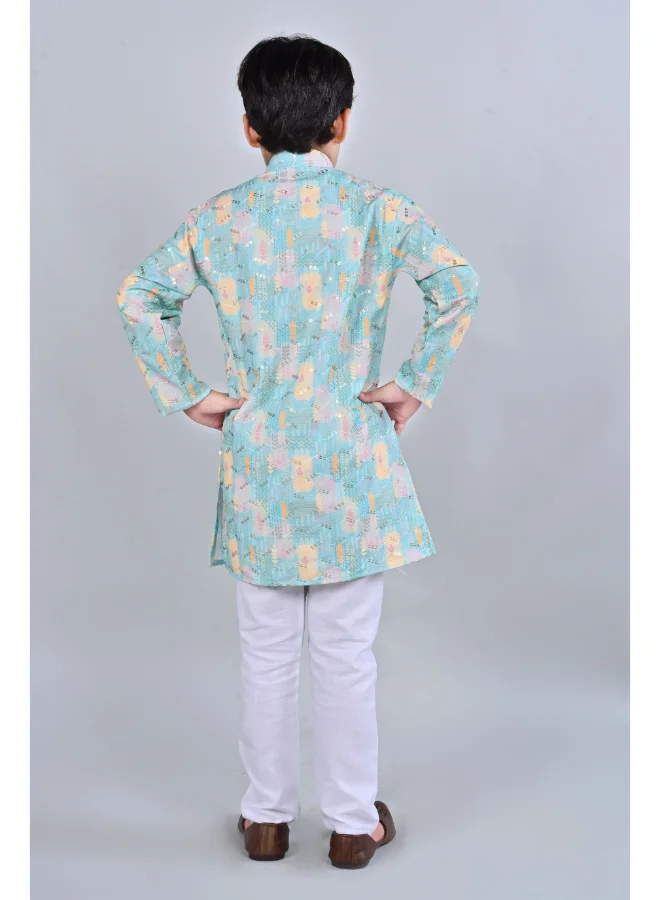 BT DEZINES Boys Sea Green Kurta Pajama Set