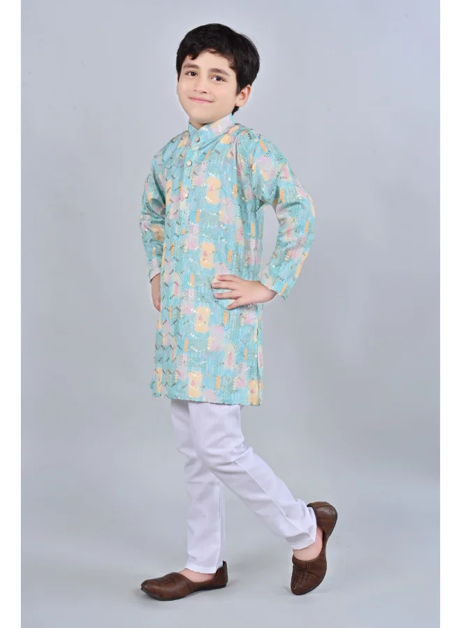 BT DEZINES Boys Sea Green Kurta Pajama Set