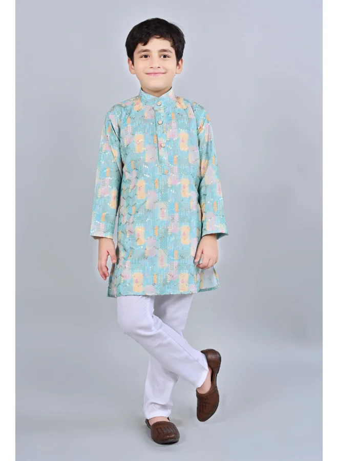 BT DEZINES Boys Sea Green Kurta Pajama Set