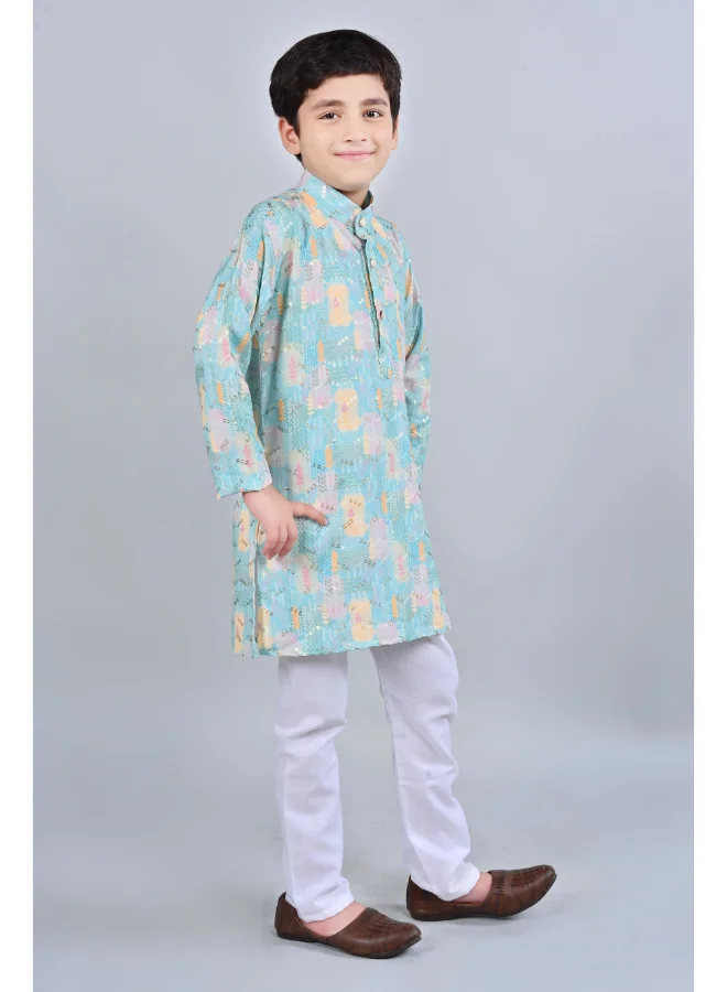 BT DEZINES Boys Sea Green Kurta Pajama Set