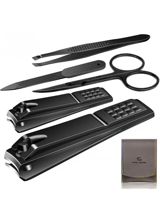 QLNE Nail Clippers Set Manicure Pedicure Kit Stainless Steel Nail Cutter Nail File Sharp Nail Scissors and Clipper Fingernails & Toenails Care Grooming Care Tools Kit with Portable Stylish case (5 in 1) - Image 1