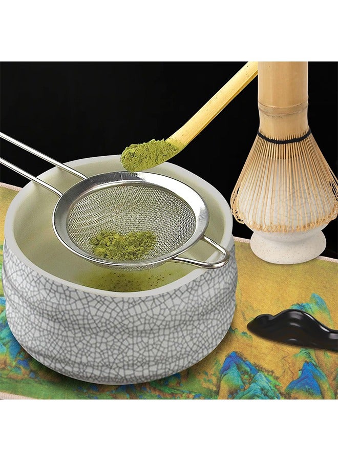 Japanese Matcha Tea Set, 7Pcs Matcha Whisk Set with Matcha Bowl, Matcha Bamboo Whisk, Scoop, Whisk Holder, Stainless Steel Tea Sifter, Tea Making Kit  - Image 3