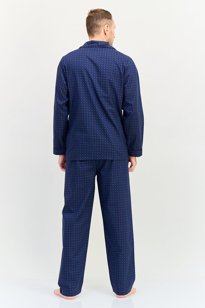 English Laundry Men 2 Pieces Allover Print Top And Pants Pyjama Set, Navy - Image 2