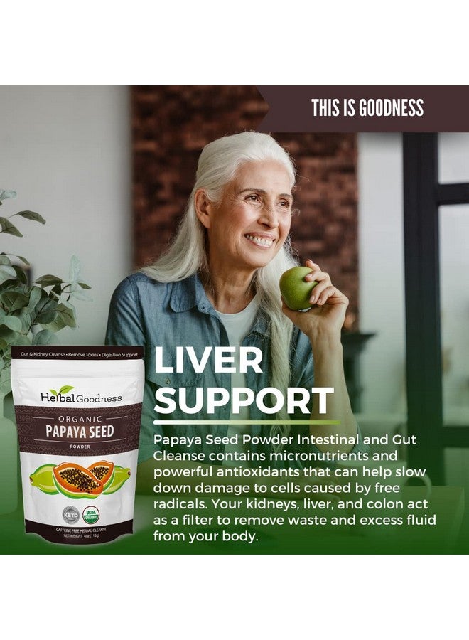 Herbal Goodness Organic Papaya Seed Powder - Digestive Enzyme & Gut Health Support, Natural Detox & Colon Cleanse with Papain - 4oz, Non-GMO - 1 Pack - Image 4