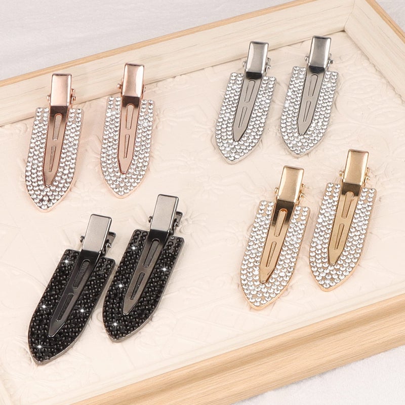 Magicsky 8PCS No Crease Hair Clips,Rhinestone No Bend Flat Barrettes,Diamond Metal Pin for Makeup Bang,Styling Tool for Women Girls, Silver Gold Black - Image 4