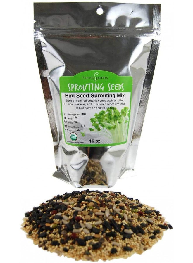 Handy Pantry Organic Birdseed - 1 Lb - Sprouting Bird Seed Mix for Small, Medium & Large Birds- Feed for Songbirds, Parakeets, Parrots, etc - Image 1