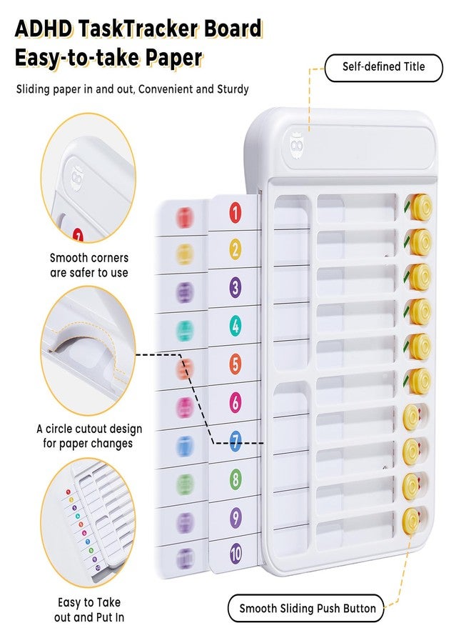 Owlprince Magnetic Chore Chart for Kids, ADHD Tools for Kids to Do List Checklist Task Board Routine Chart Visual Schedule for Fridge with 10 Sliders and Magnetic Marker - White - Image 3