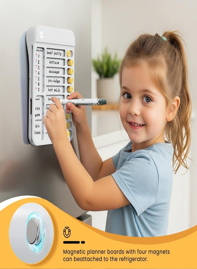Owlprince Magnetic Chore Chart for Kids, ADHD Tools for Kids to Do List Checklist Task Board Routine Chart Visual Schedule for Fridge with 10 Sliders and Magnetic Marker - White - Image 5