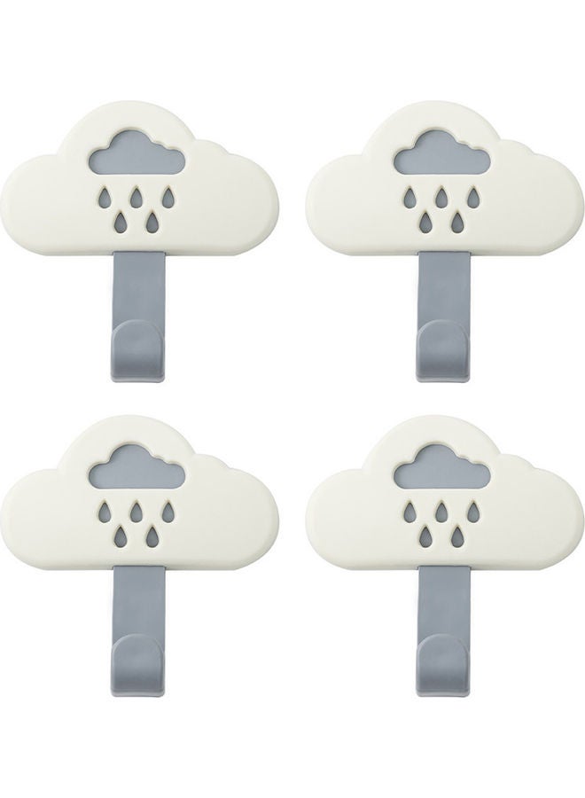 4-Piece Multipurpose Self-Adhesive Wall Hook Set White/Blue