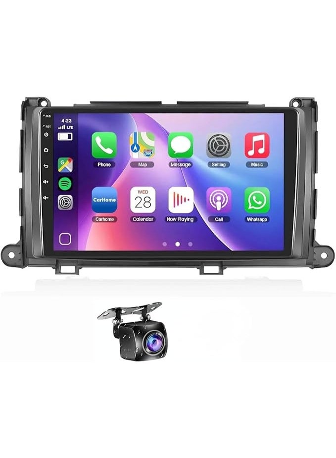 SHEZA STAR Android Car Stereo for Toyota Sienna 2010-2014 4GB RAM 32GB ROM Support Carplay, M-Link Wi-Fi BT, Radio GPS, 9 Inch IPS Touch Screen with AHD Camera Included - Image 1