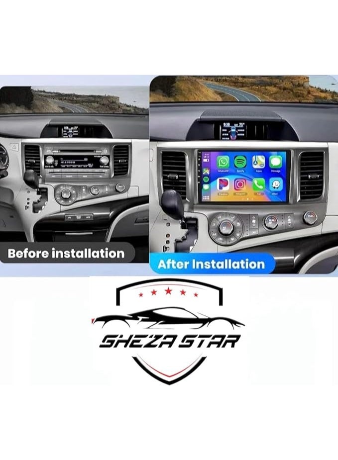 SHEZA STAR Android Car Stereo for Toyota Sienna 2010-2014 4GB RAM 32GB ROM Support Carplay, M-Link Wi-Fi BT, Radio GPS, 9 Inch IPS Touch Screen with AHD Camera Included - Image 2