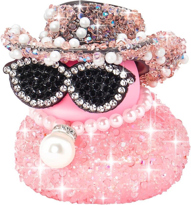 wonuu Pink Diamond Rubber Duck Car Ornaments Dashboard Decorations for Cool car Accessories - Image 1