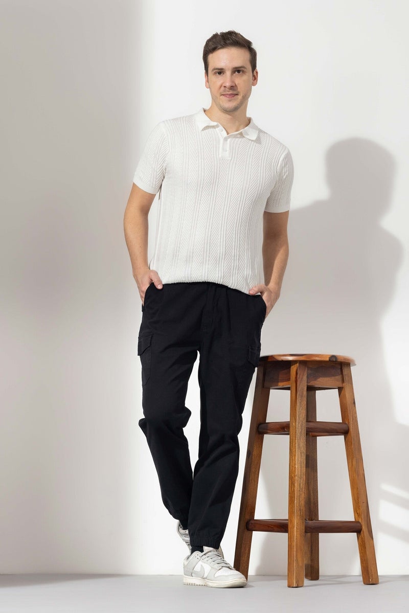 Gritstones Black Denim Track Pant for Men - Image 2