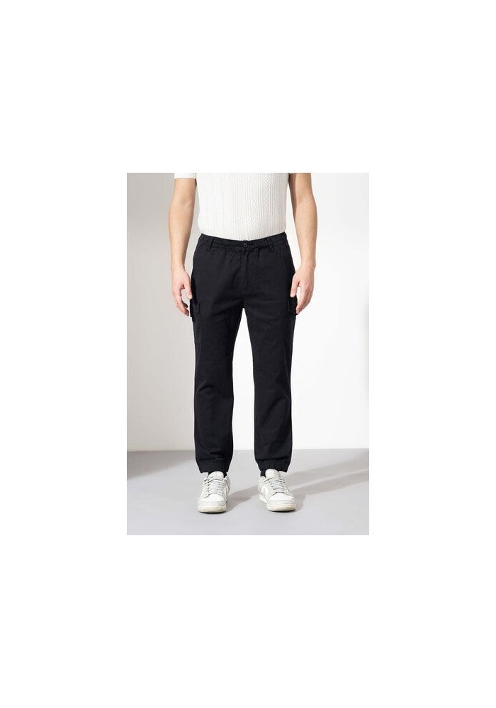 Gritstones Black Denim Track Pant for Men - Image 1