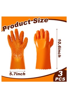 SYOSI SYOSI, 3 Pairs Sewer Non Slip Gloves, PVC Sewer Gloves Reusable Abrasion Resistant, Drain Cleaning Waterproof Safety Work Gloves for Men Women Plumber Tools  - Image 2