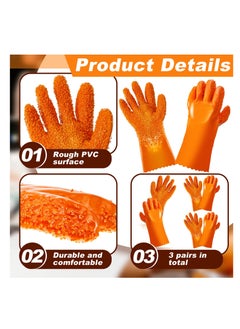 SYOSI SYOSI, 3 Pairs Sewer Non Slip Gloves, PVC Sewer Gloves Reusable Abrasion Resistant, Drain Cleaning Waterproof Safety Work Gloves for Men Women Plumber Tools  - Image 3
