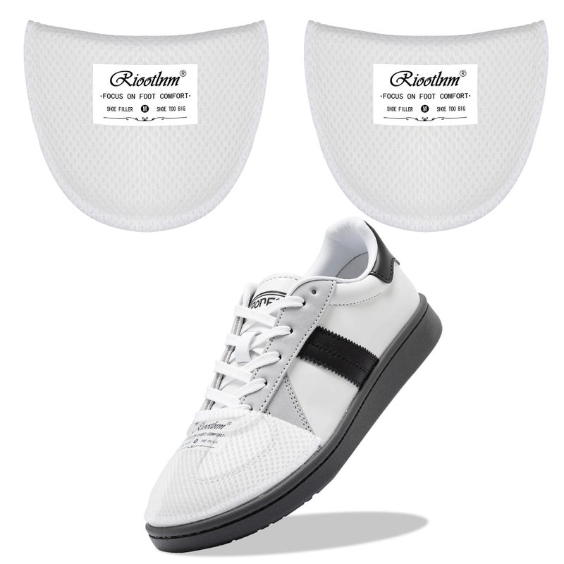 Riootlnm Comfort Shoe Fillers for Shoe Too Big Spacers Cushions Pads for Loose Shoes Size Reducer Made Shoe Fit Smaller Prevent Slip Toe Inserts for Pain Relief White 1Pair1to 2 Size Bigger - Image 3
