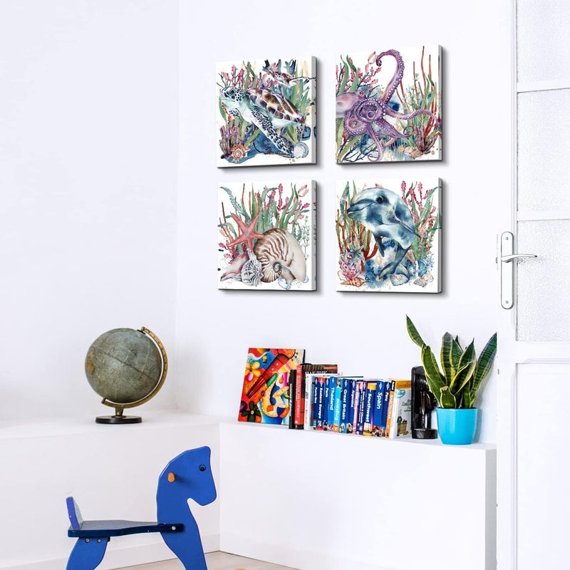 BPA Tropical Beach Wall Art - Ocean Animals Canvas Set - Image 4