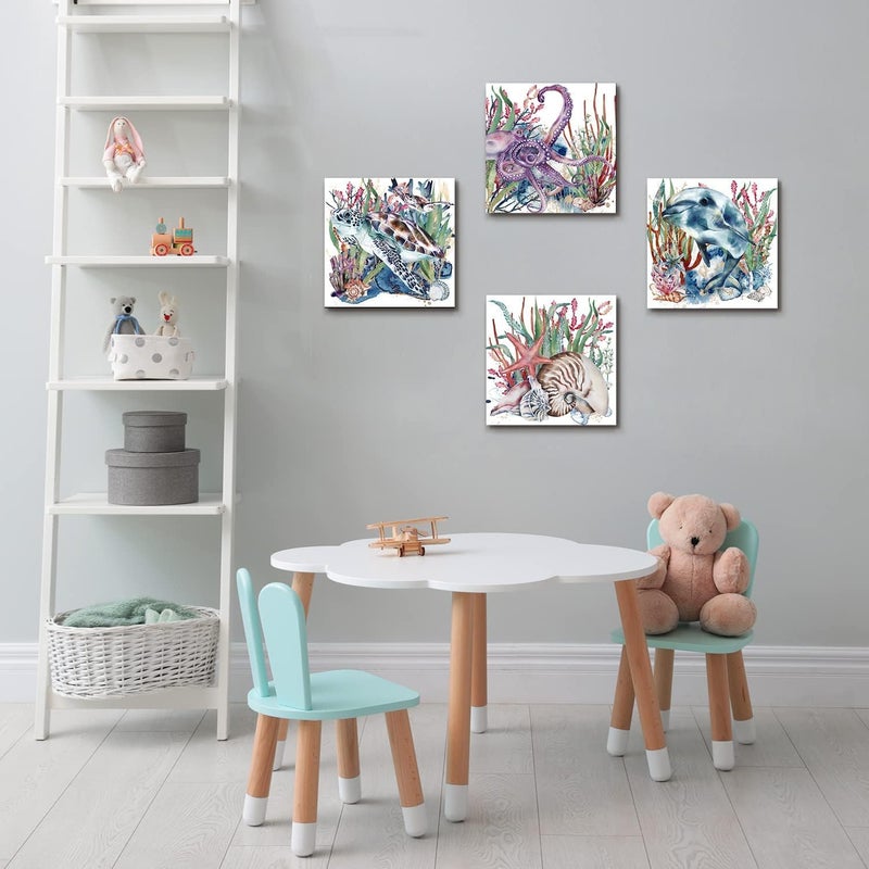 BPA Tropical Beach Wall Art - Ocean Animals Canvas Set - Image 2