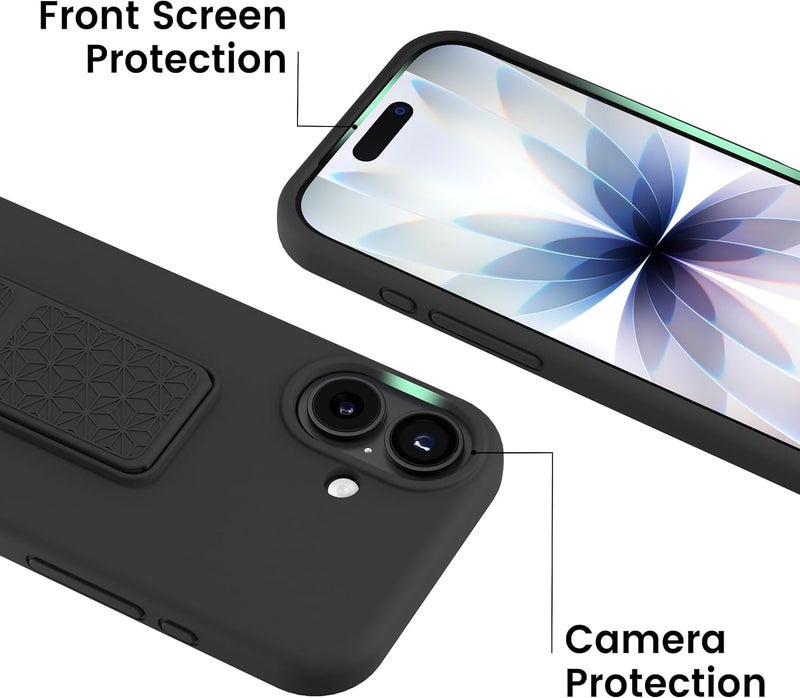بورتوني حافظة iPhone 17، غطاء حامل إصبع مع حامل قابل للطي، حافظة سيليكون ناعمة متعددة الحوامل مغناطيسية للسيارة لهاتف iPhone 17 مقاس 6.3 بوصة (أسود، iPhone 17) - Image 3
