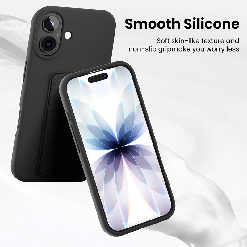 بورتوني حافظة iPhone 17، غطاء حامل إصبع مع حامل قابل للطي، حافظة سيليكون ناعمة متعددة الحوامل مغناطيسية للسيارة لهاتف iPhone 17 مقاس 6.3 بوصة (أسود، iPhone 17) - Image 4