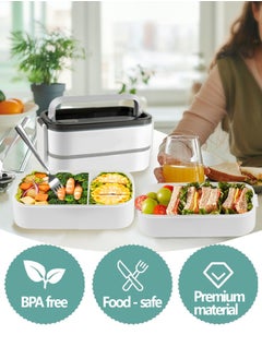 SUCITY 2- Layer Leakproof Bento Box-Large Lunch Box with Compartments und Cutlery Set-Food Picks for Lunch Box Containers for Adults-Microwave Food SafeBento Boxes  - Image 3